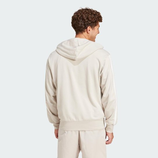 Moletinho Adidas Capuz Zíper Essentials Três Listras Masculino
