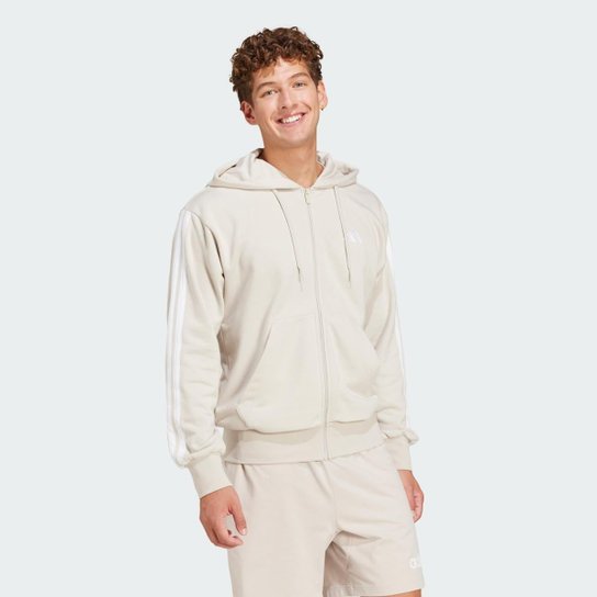 Moletinho Adidas Capuz Zíper Essentials Três Listras Masculino