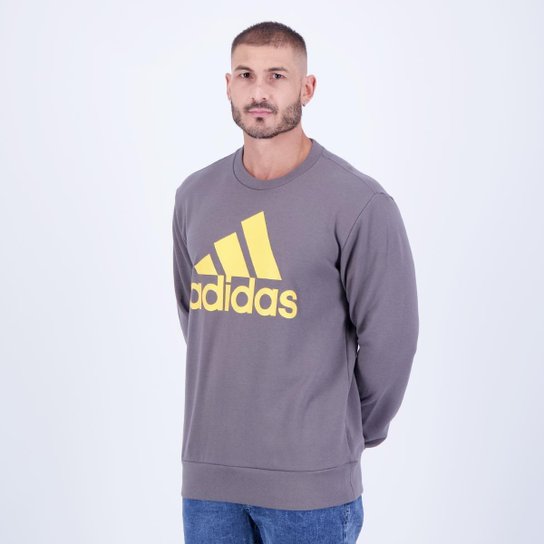 Moletom Adidas Big Logo Cinza e Amarelo