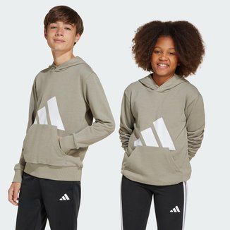 Moletom Adidas Big Logo com Capuz Juvenil Cinza