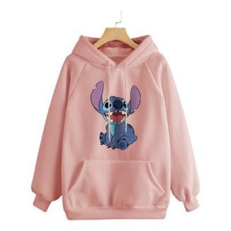 Moletom Canguru Stitch Lilo Fofo Tumblr Blusa de Frio Algodão