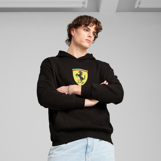 Moletom com Capuz Scuderia Ferrari Race Big Shield Masculino