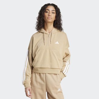 Moletom Cropped Adidas Essentials 3 Stripes Feminino