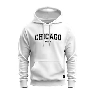 Moletom Estampado Premium Canguru Flanelado Com Capuz Chicago USA