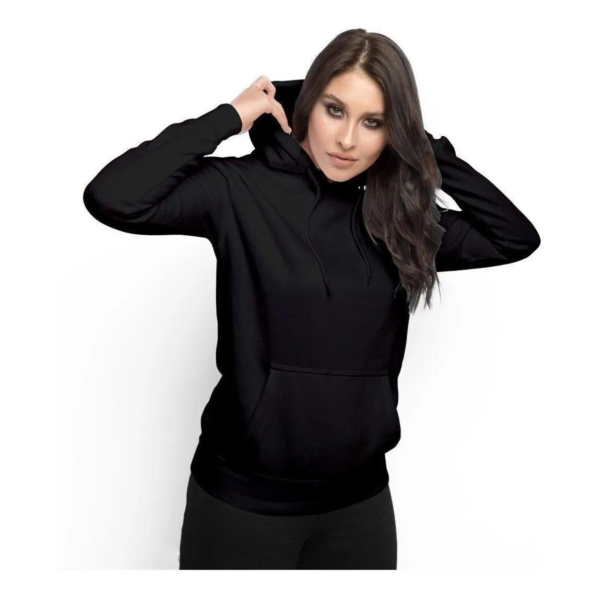 Moletom Feminino Liso Abrigo Inverno Blusa Casaco com Capuz