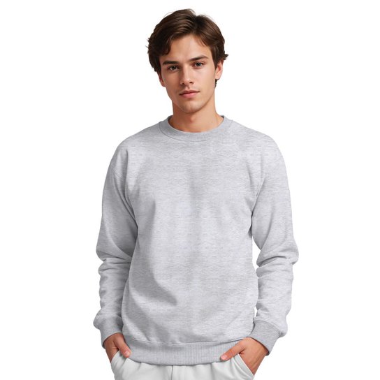 Moletom Gola Careca Masculino Algodão Liso Kit 2 Peças