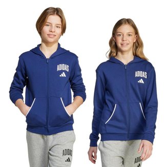 Moletom Infantil Adidas Com Zíper Seasonals Essentials Collegiate Typography