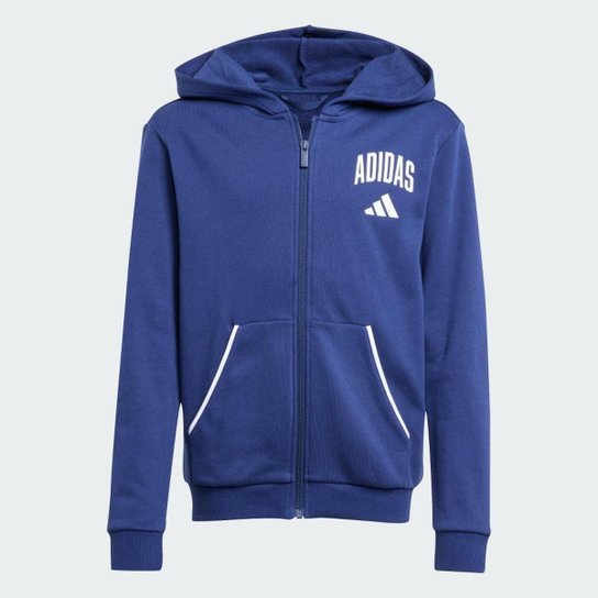 Moletom Infantil Adidas Com Zíper Seasonals Essentials Collegiate Typography