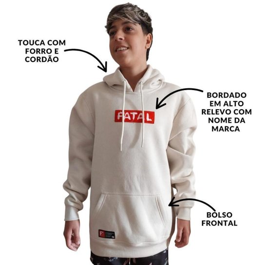 Moletom Masculino Fatal Canguru Bege 30213