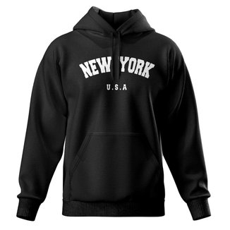 Moletom Modelo Canguru Com Capuz Algodão Masculino e Feminino New York