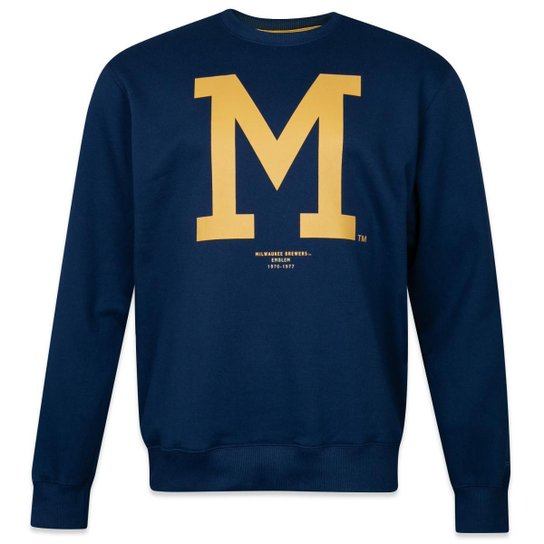 Moletom New Era Careca Mlb Milwaukee Brewers Fanpage Masculino