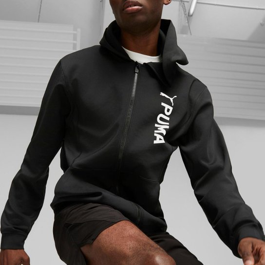 Moletom Puma com Capuz Fit Double Knit Full-Zip Masculino