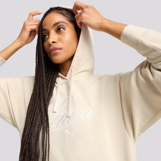 Moletom Puma ESS Script Feminina Off White
