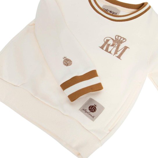 Moletom Real Madrid Retrô Off White Infantil Juvenil