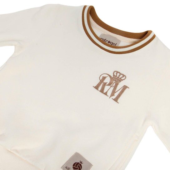 Moletom Real Madrid Retrô Off White Infantil Juvenil