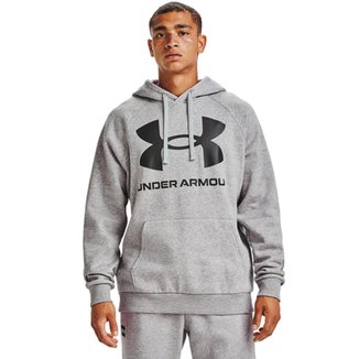 Moletom Under Armour de Treino Rival Fleece Big Logo HD Masculino - Cinza