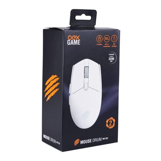 Mouse Gamer Orium Ms323 7 Botoes Led Rainbow OEX Game Branco