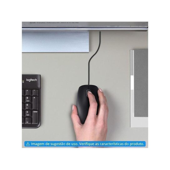 Mouse Logitech Óptico 1000DPI 3 Botões M90