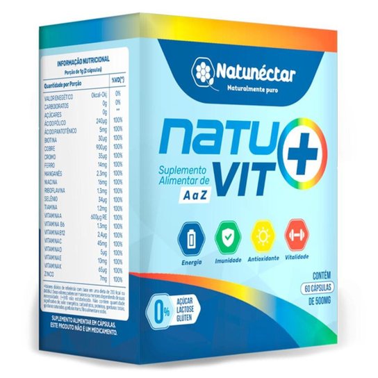 Natuvit A a Z Suplemento Multivitaminico Natunectar 500mg - 60 cápsulas