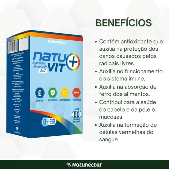 Natuvit A a Z Suplemento Multivitaminico Natunectar 500mg - 60 cápsulas