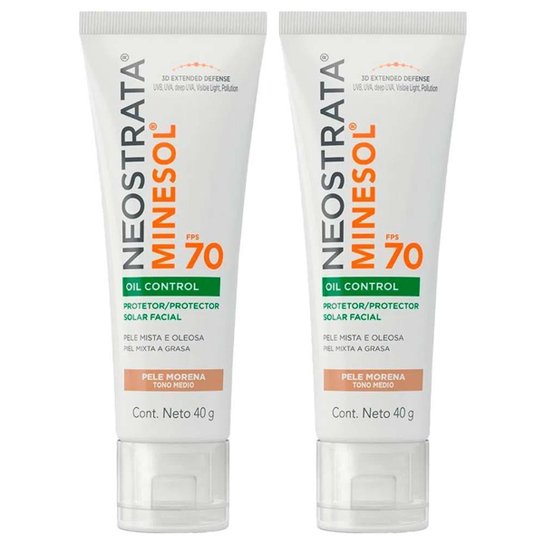 Neostrata Minesol Oil Control Kit com 2 Unidades – Protetor Solar Facial com Cor FPS70 – Morena 40g