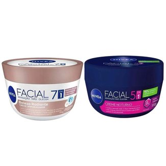 NIVEA Kit – Creme Hidratante Facial 7 em 1 Beleza Radiante 100g + Creme Hidratante Facial Noturno 10