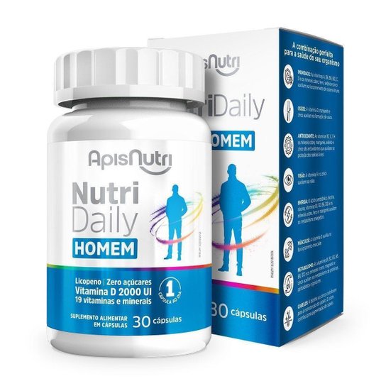 NutriDaily Homem Polivitamínico 500mg 30 Cápsulas Apisnutri - SV