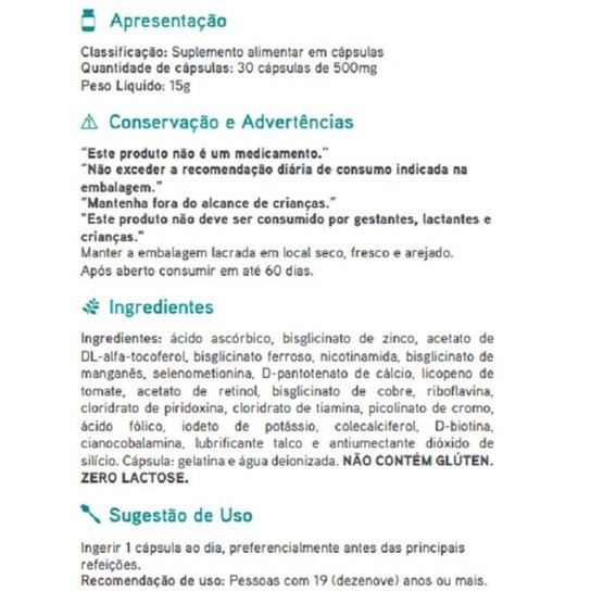 NutriDaily Homem Polivitamínico 500mg 30 Cápsulas Apisnutri - SV