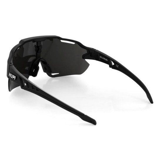 Óculos de Sol Esportivo Ciclismo HUPI Quiriri Preto Lente Prata Espelhado Proteção UV Unissex