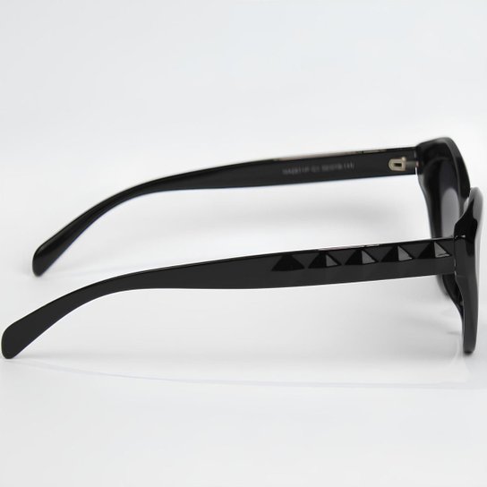 Óculos de Sol Feminino Preto Redondo Grande UV400 Polarizado 2811 Village Heaven