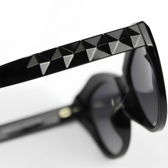 Óculos de Sol Feminino Preto Redondo Grande UV400 Polarizado 2811 Village Heaven