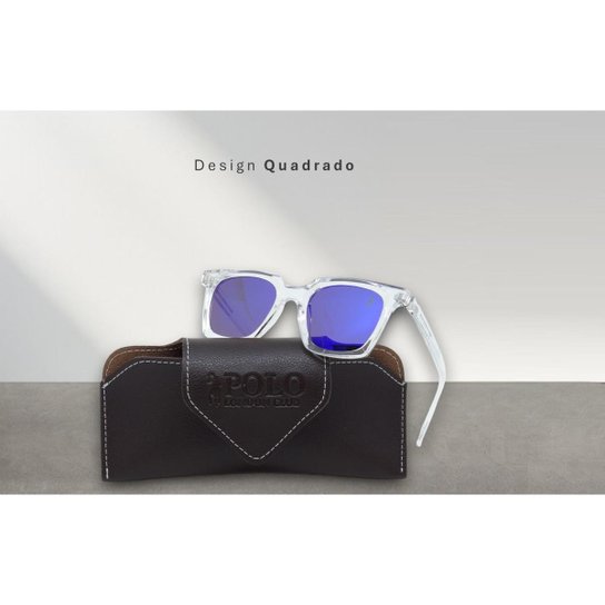 Óculos de Sol Unissex Quadrado Polo London Club UV400 + Case