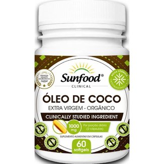 ÓLEO DE COCO EXTRA VIRGEM ORGANICO 1000MG 60 SOFTGELS SUNFOOD CLINICAL