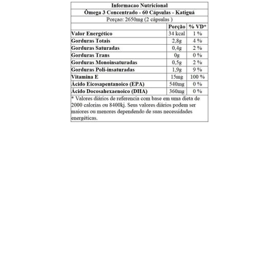 Ômega 3 Concentrado - 60 Cápsulas - Katiguá