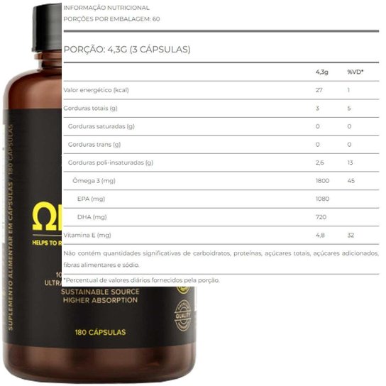 Ômega 3 Essential Super Ômega 3 TG 1000mg com 180 cápsulas