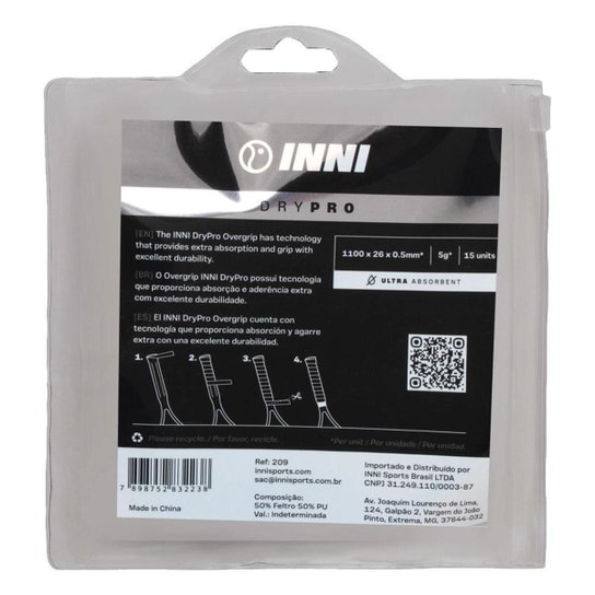 Overgrip Inni Dry Pro Com 15 Unidades Branco