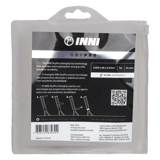 Overgrip Inni Dry Pro Com 15 Unidades Preto