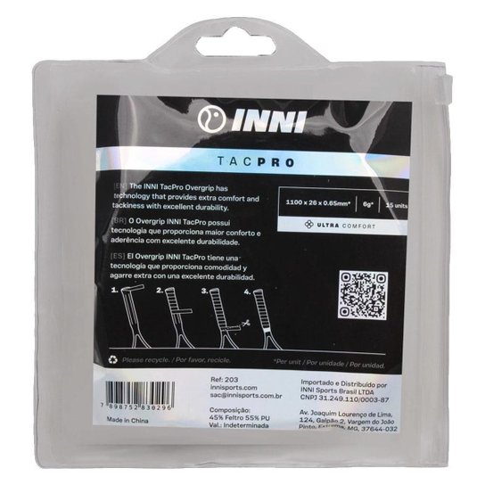 Overgrip Inni Tac Pro Com 15 Unidades Preto