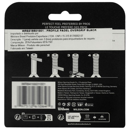 Overgrip Wilson Profile Padel com 03 Unidades Preto