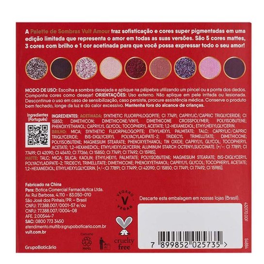Paleta de Sombras Vult Amour 1 Un