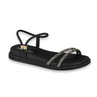 Papete Feminina Beira Rio Tp Strech Glam Preto/Grafite/Aurora Boreal Ref: 8488.113