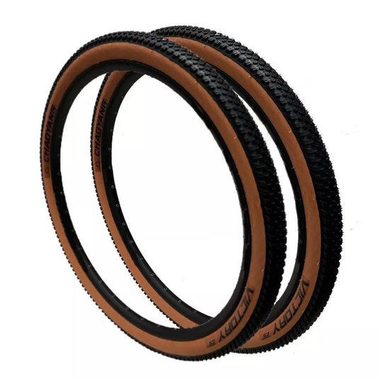 Par pneu 29 x 2.10 bike MTB Chaoyang Victory faixa marrom