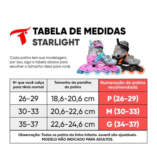 Patins Traxart Infantil StarLight Rosa com Rodas de LED - ABEC-9