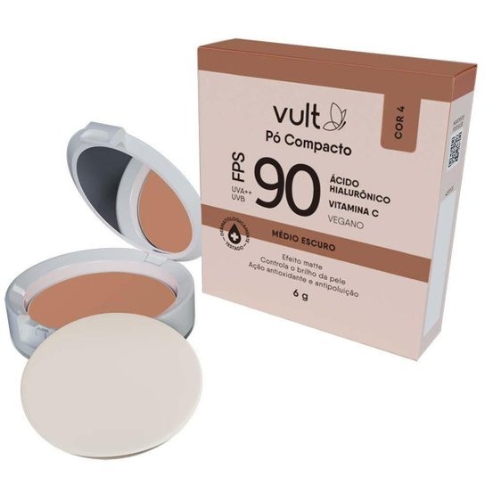 Pó Compacto Facial Vult FPS90 Médio Escuro
