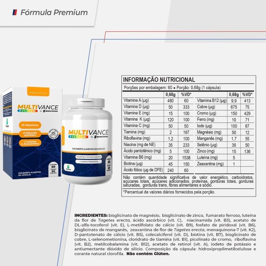 Polivitamínico Multivitamínico Multivance Premium 60 Cápsulas