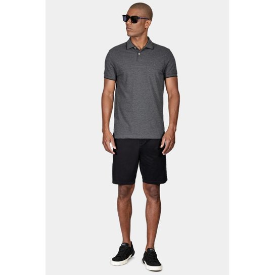 Polo Aramis Classic 1 Friso Grafite M. Com Preto