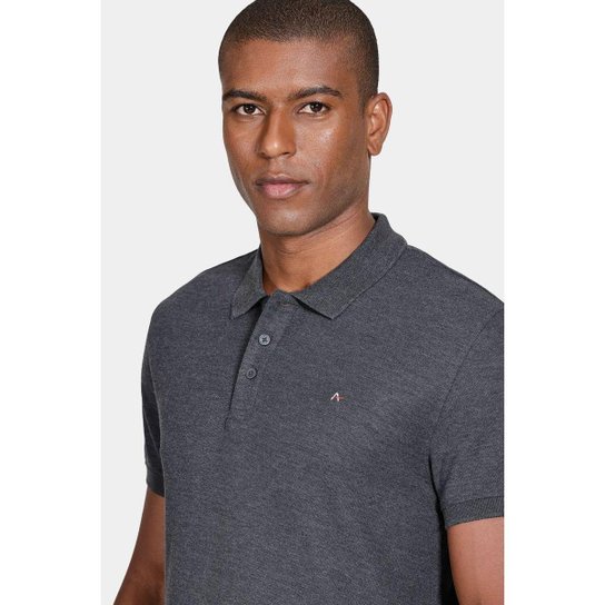 Polo Aramis Cotton Piquet Basic Grafite Mescla