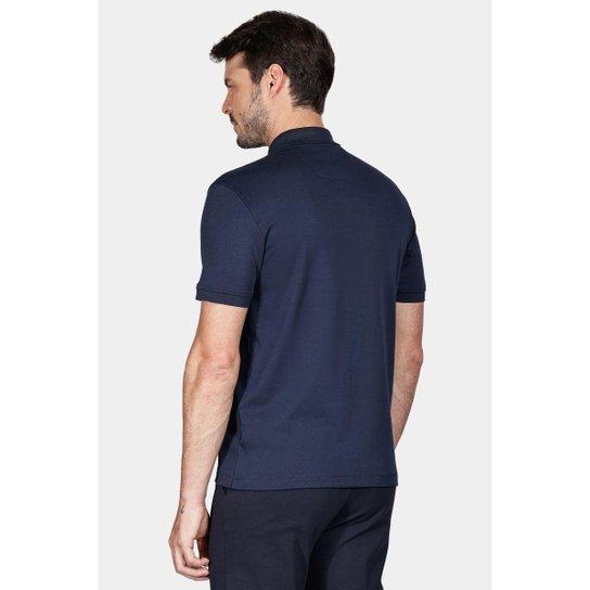 Polo Aramis Manga Curta Malha Dupla Pima Azul Marinho