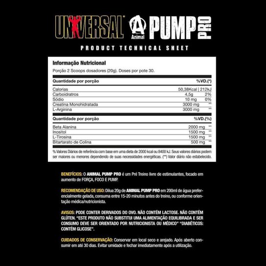 Pré-treino Animal Pump Pro 600g - Universal