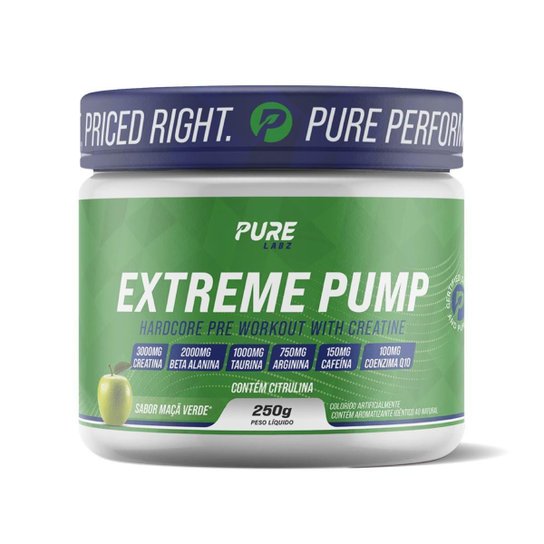 Pré Treino Extreme Pump 250g Maçã Verde Pure Athletic